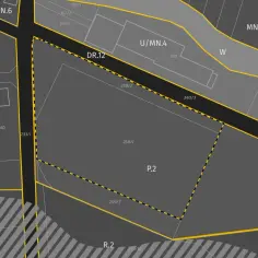 Fragment mapy działek z widocznymi numerami i oznaczeniami terenów, np. MN.6, MN.7, P.2. To dane z geoportal Biała Podlaska.