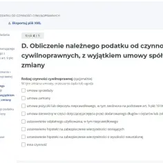 Formularz PCC-3(6) - obliczenie należnego podatku od czynności cywilnoprawnych, np. podatek od zakupu działki. Wybór rodzaju czynności.