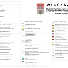 Legenda geoportal miasta Włocławek: oznaczenia terenów, obszarów chronionych, infrastruktury i kierunków rozwoju.