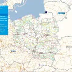 Mapa Polski z widocznymi miastami i drogami. W lewym menu opcja "Wyszukiwanie działek" jest podświetlona. Geoportal Bielsk Podlaski.