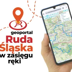 Geoportal Ruda Śląska w zasięgu ręki. Smartfon pokazuje mapę miasta z zaznaczonymi trasami.