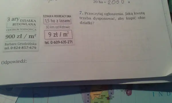 Jaką kwotą trzeba dysponować, aby kupić obie działki?